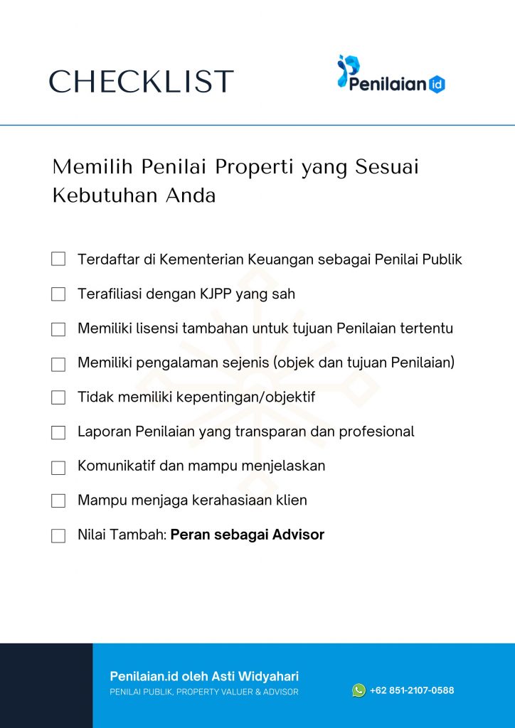 Memilih Penilai Properti yang Sesuai Kebutuhan Anda